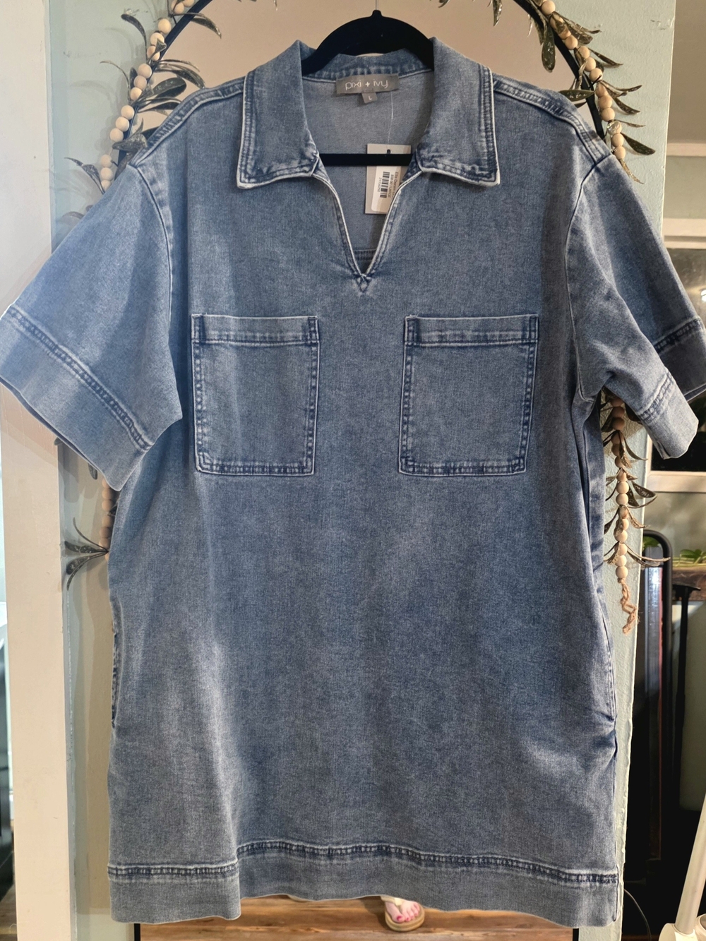 NWT Pixi + Ivy Denim Short-Sleeve Dress W/Pockets